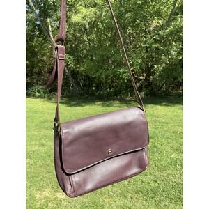 Etienne Aigner Vintage Brown Leather Handbag Shoulder Purse Brass‎ Buckle